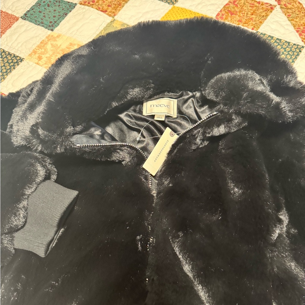 Maeve Midnight Black Plush Jacket